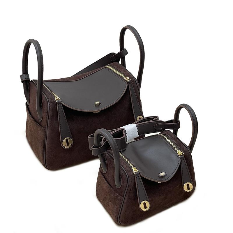 Popular matte cowhide LD bag women's high-end leather handbag commuter shoulder messenger bag