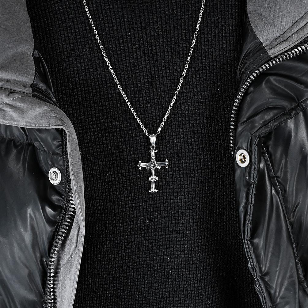 Cross Border Retro Egyptian Horus Eye Cross Necklace for Men