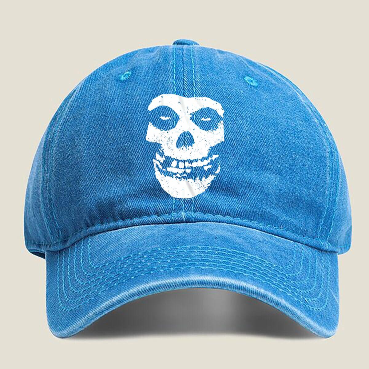 

Distressed Skull Graphic Washed Baseball Cap One Size озеро синього кольору