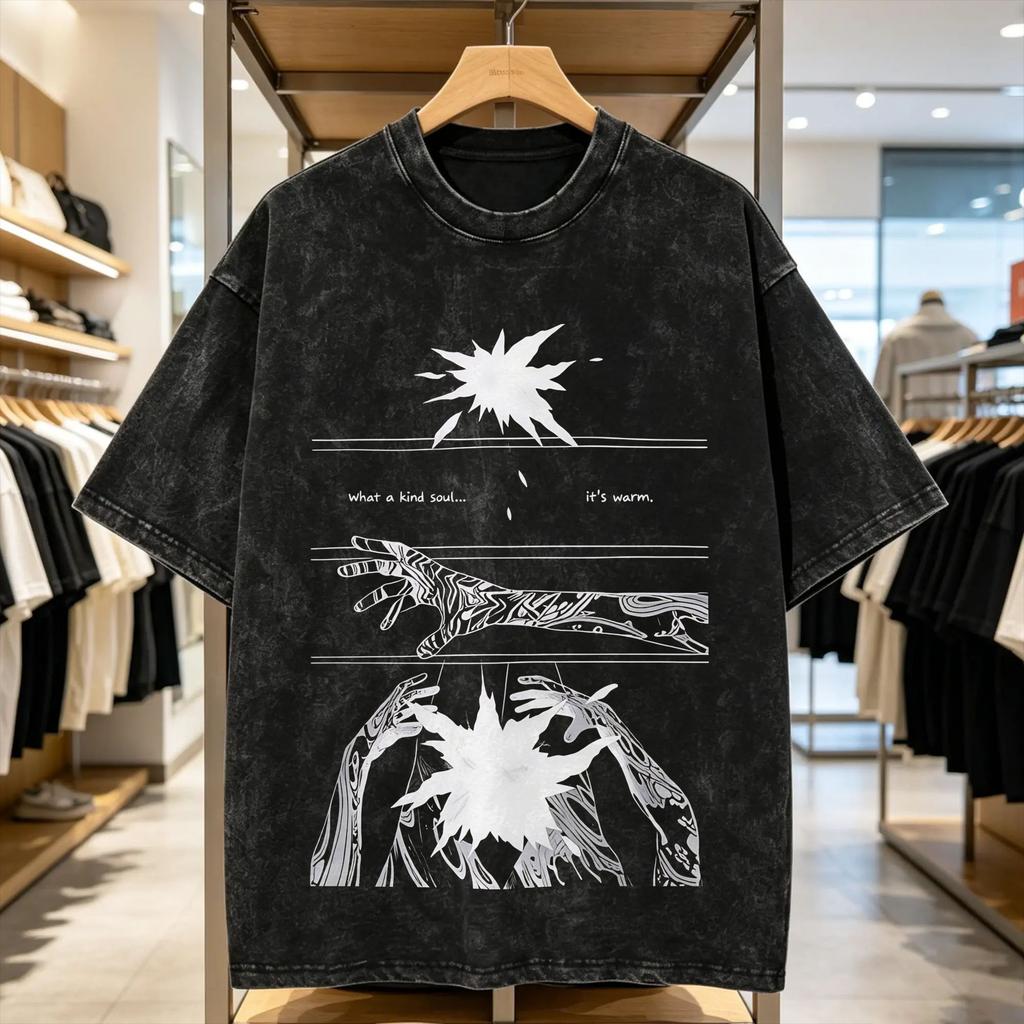 The Summer Hikaru Died Washed T Shirt Male Vintage Cotton T Shirts Summer Crewneck Hip Hop Tees Design Big Size Clothing