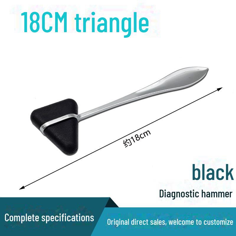 

Багатофункціональний двоголовий ударний та рефлексний молоток з нержавіючої сталі з кутовою лінійкою. Triangle hammer чорний
