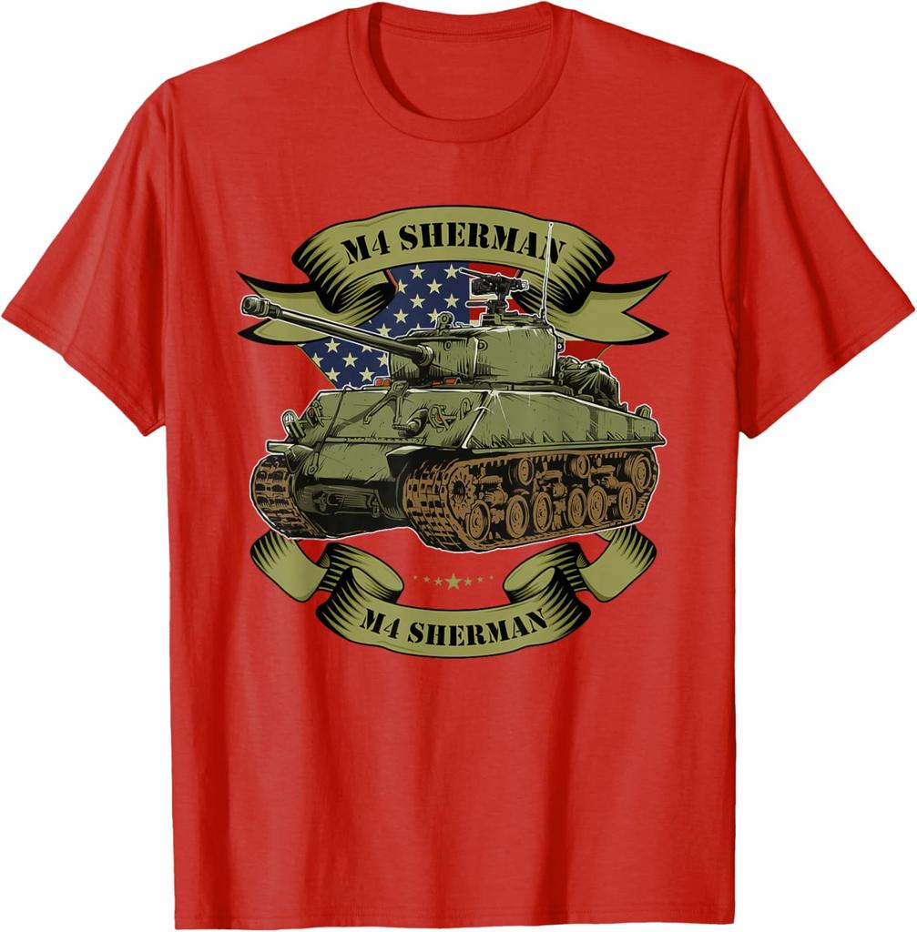 WWII US Army M4 Sherman Tank TShirt 100 Cotton ONeck Short Sleeve Summer Casual Mens Tshirt Streetwear