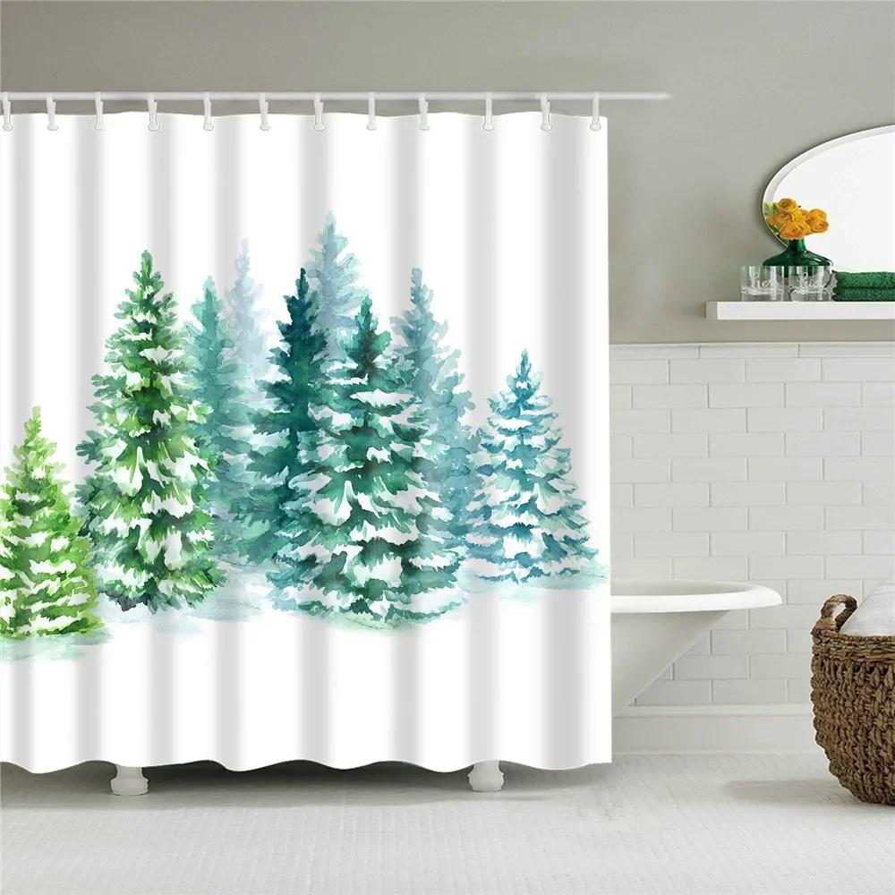 Plant Leaves Bathroom Shower Curtains Waterproof Hooks Hanging Curtain Bath Screen Decor Flowers Tree Print Shower Curtain.