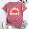 Summer YOU ARE MY SUNSHINE Rainbow Printed Cotton Loose Round Neck Women's Short Sleeved T-Shirts Women’s