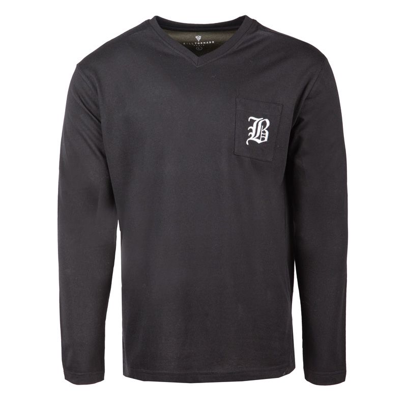 Ensemble pyjama uni avec logo manches longues col v 100% coton Homme BILL TORNADE