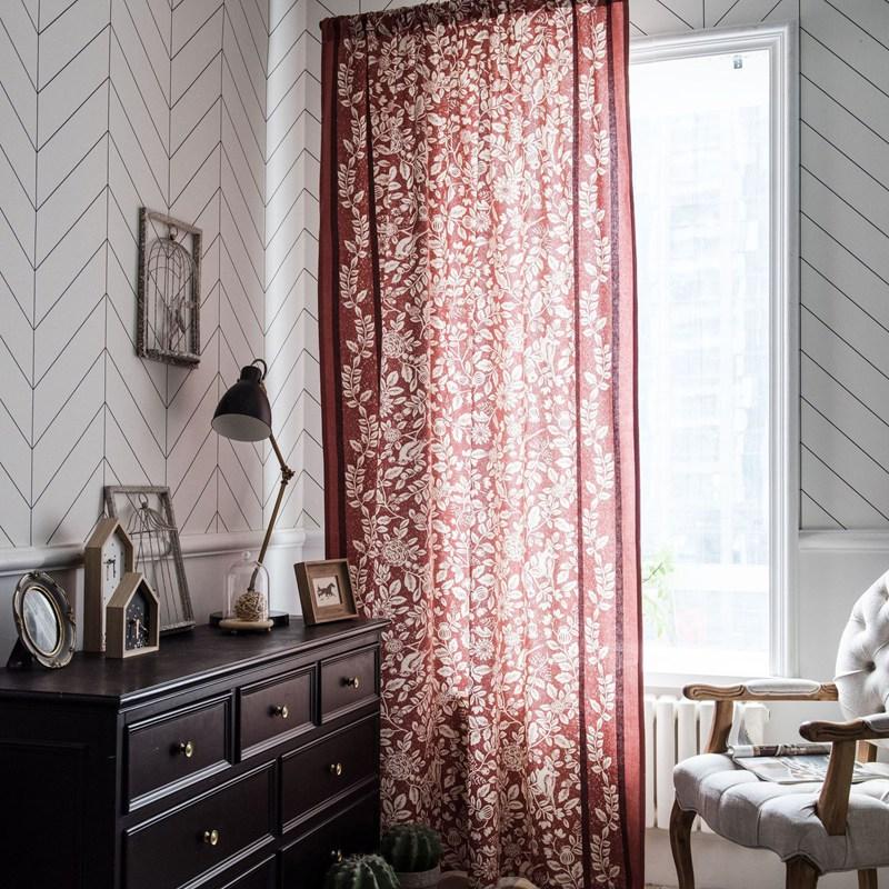 American Style Rural Floral Cotton Linen Window Curtain Blackout Valance Living Room Bedroom Drape Home Life Decor Curtains