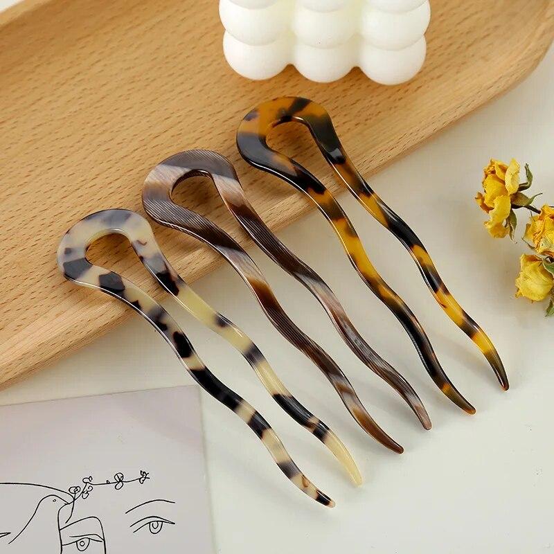 1 Pcs Classic Retro Style Hawksbill Color Acetic Acid Plate Hairpin Ladies Hair Accessories