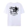 Er ist auferstanden Rückendruck Damen Christliche T-Shirts Vintage Bibelvers T-Shirts Unisex Oversized Oster-T-Shirts Jesus Religiöse Oberteile