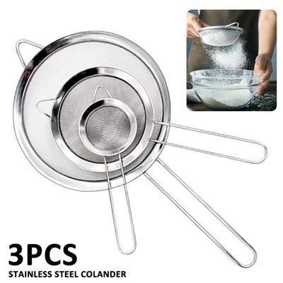 3 Stück Feinmaschiges Edelstahl Sieb Sieb Eierfilter Abtropfsiebe Kaffee Tee Gemüse Filtern Lebensmittel Küchenzubehör Set