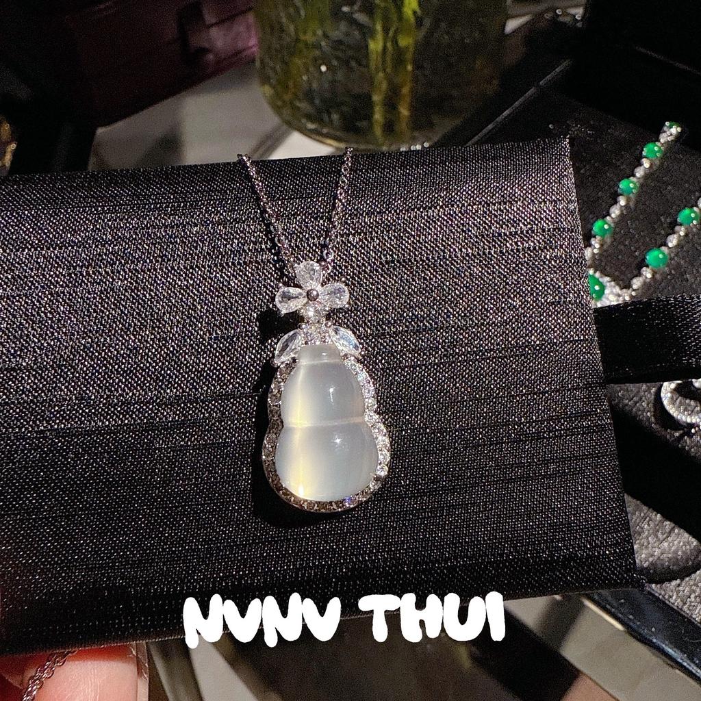 Jewelry, Chalcedony Agate Yang Green Gourd Ice Pendant Lock Necklace, Classic Comparable To Jadeite Fulu Bracelet