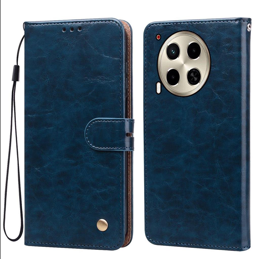 Vintage Crazy Horse Texture PU Leather Flip Wallet Phone Case for TECNO CAMON 30 4G/5G Card Holder Kickstand Shockproof Protective Cover