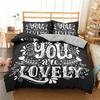I Love You Duvet Cover Microfiber 2/3 Pcs Bedding Set QueenKingFullTwin Letter Hello Love Quilt Cover for Lovers Girls Spouse