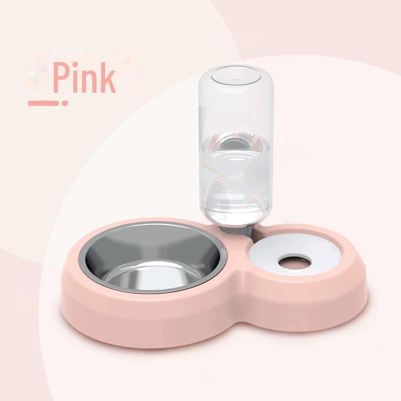 

Двойная миска для животных с защитой от опрокидывания: Автоматическая миска для воды и еды для собак и кошек Luxury розовый
