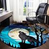 1pc Moon Wolf Office Round Area Rug, Under Office Chairs Bedroom Living Room Home Decor, Room Deco, Available in Various Sizes
