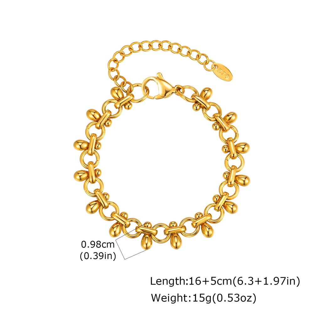 316L Stainless Steel Chunky Chain Bracelet for Women, 18k Gold Plated Waterproof Stackable Jewelry