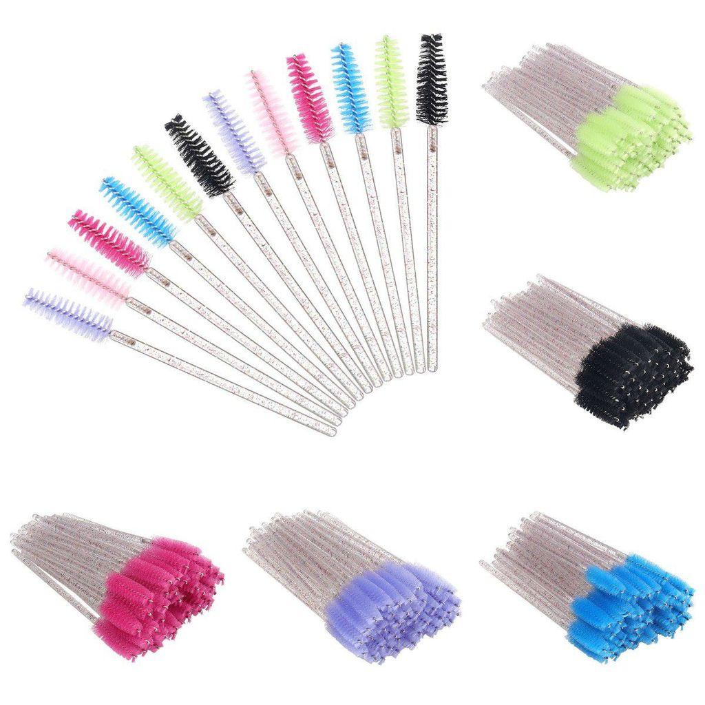 Disposable Eyelash Eye Brush With Elegant Crystal Diamond Handle And Spiral Design For Precise Makeup Application