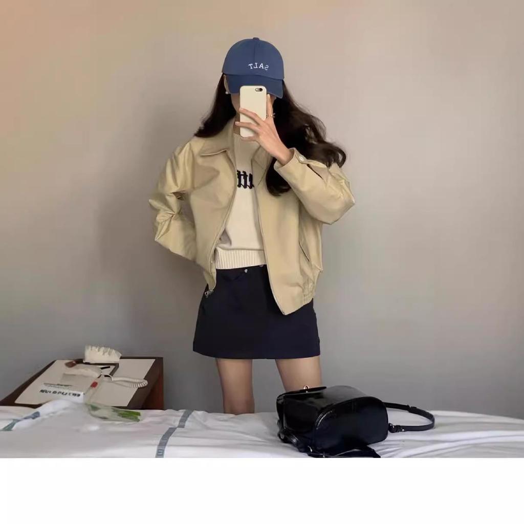 Women's Casual Loose Fit Turn-Down Collar Baseball Jacket - Petite Early Autumn 2025 Edition