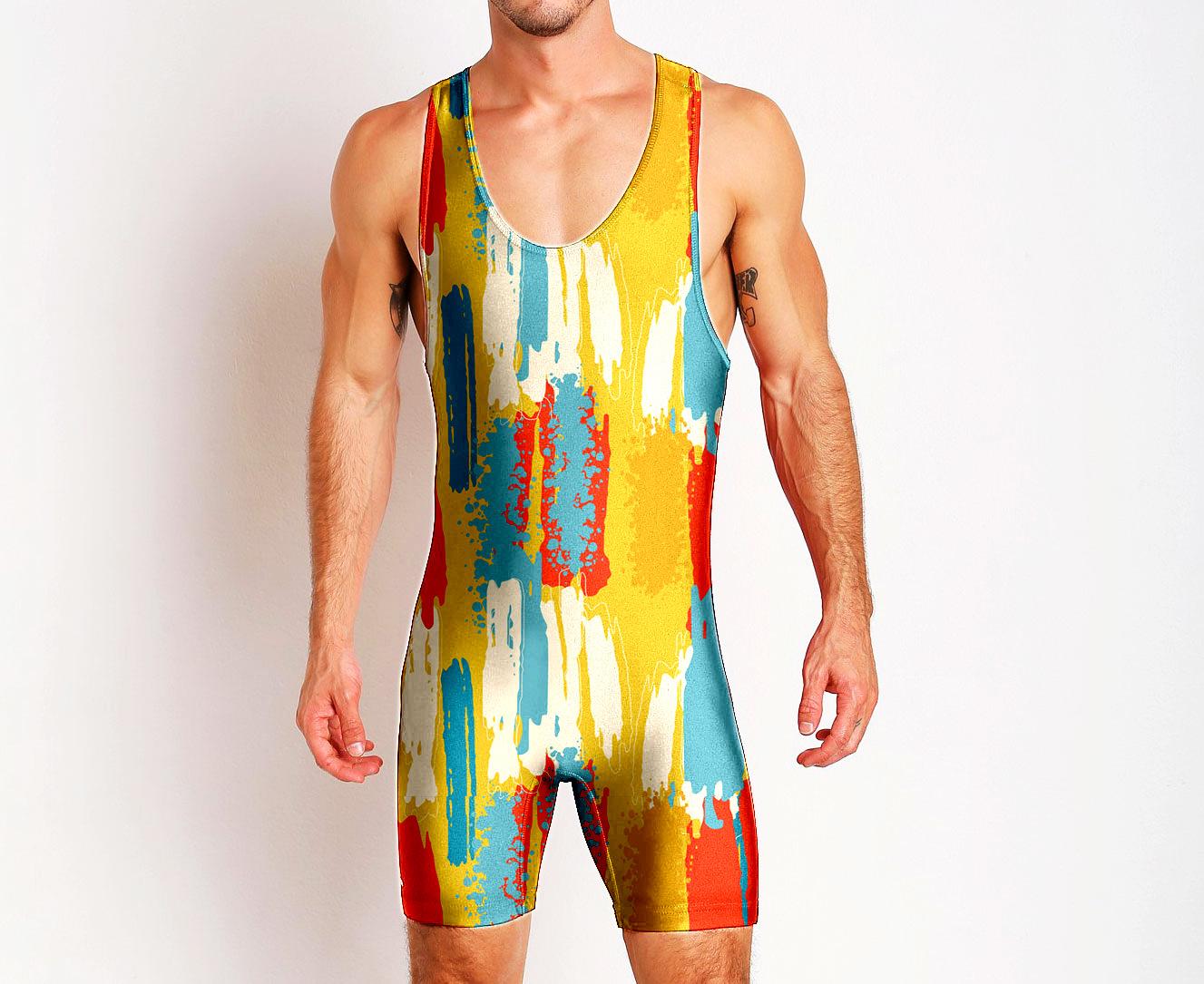Wrestling suit: Wrestling suit, one-piece swimsuit, men s fitness suit, sweat-absorbent, lightweight weightlifting training wear S