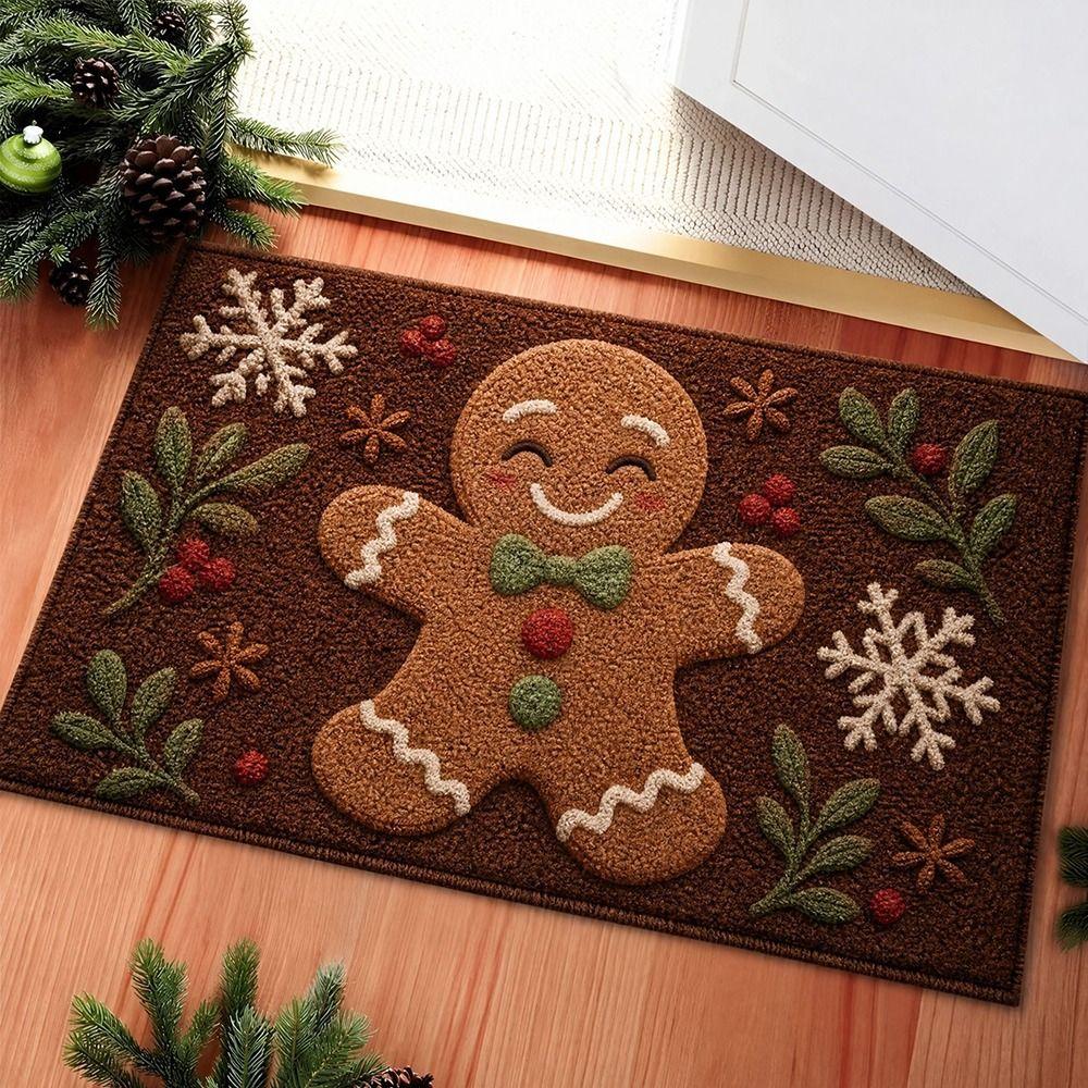 Santa Claus Design Bathroom Mat Water-absorbing Anti-slip Pad Door Carpet Christmas Season