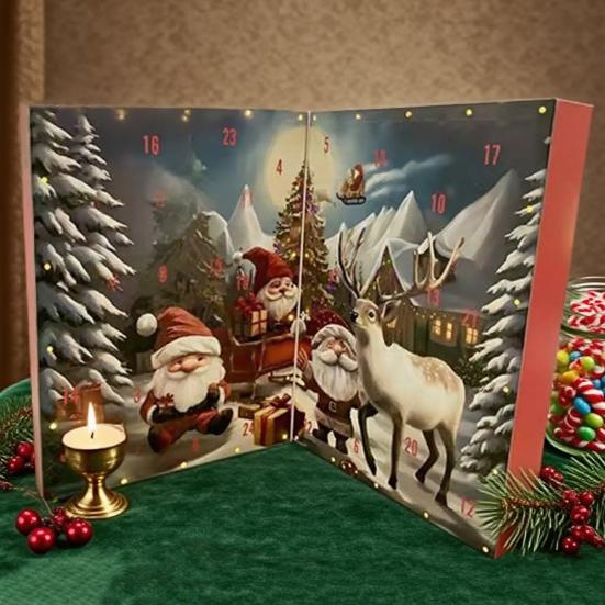 Christmas Gnome Advent Calendar 2025 with 24 Windows Countdown To Christmas Holiday Decor for Kids Family Festive Paper Calendar for Daily Surprises