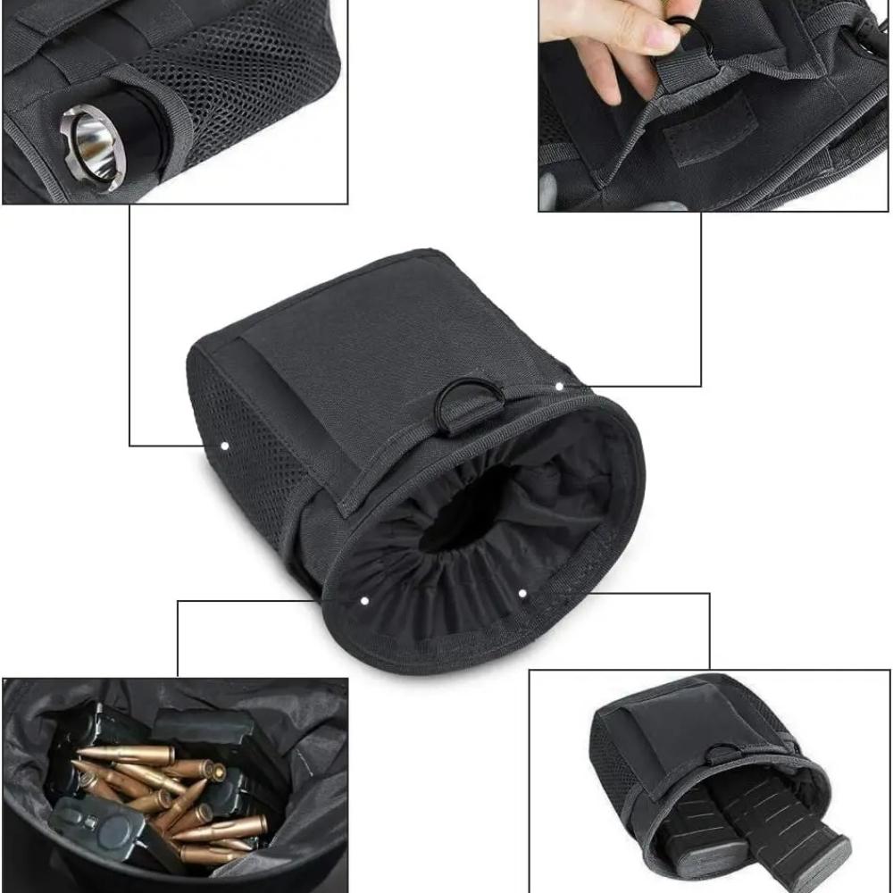 Outdoor Molle Drawstring Magazine Dump Pouch Adjustable Utility Belt Fanny Hip Holster Bag Outdoor Ammo Storage Pack Ammo Bag