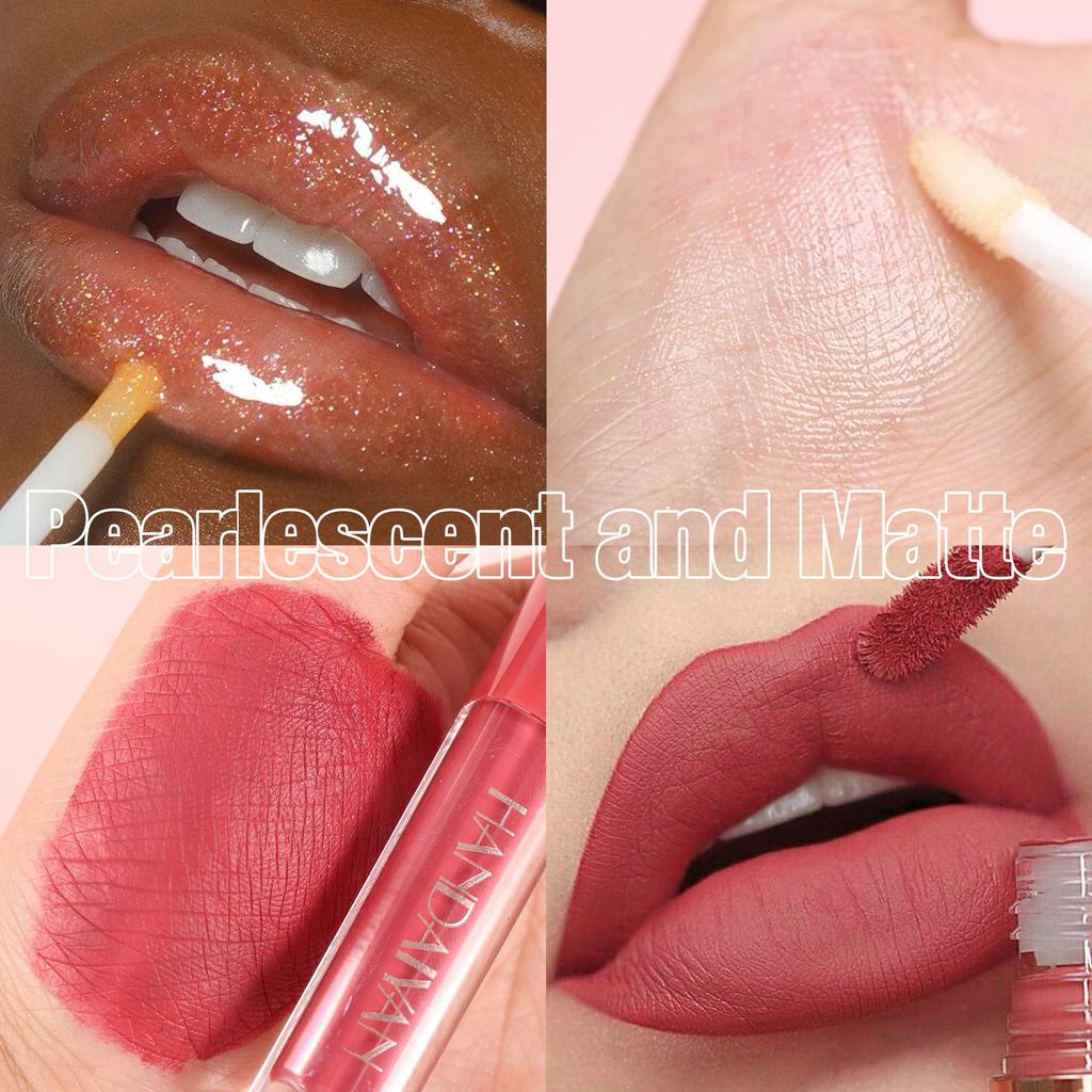 HANDAIYAN 4 Matte Velvet Lip Glaze Set Einfache Farbe Langanhaltend Wasserdicht Schweißfest Nicht-Klebendes Lip Glaze Set