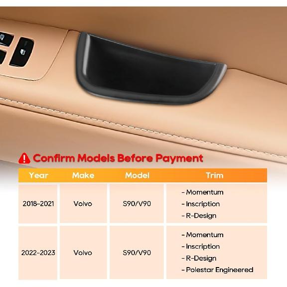 LFOTPP for S90 V90 Car Door Box for 2018-2021 2022 2023 S90 V90 Accessories ABS Door Side Storage Box Vol V O S90 V90 Interior Door Handle Armrest
