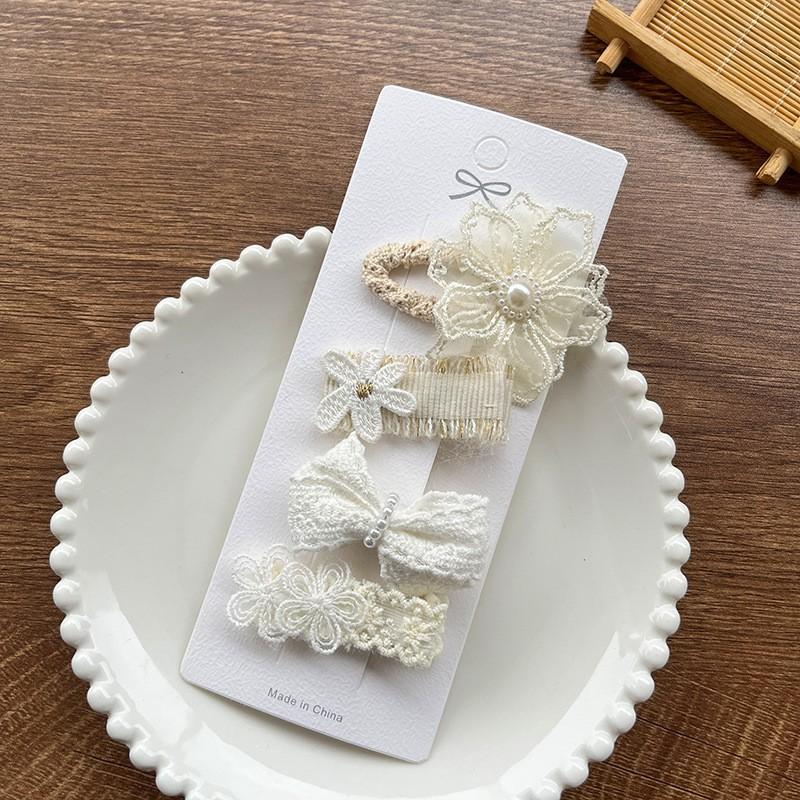 Cute Lace Flower Bow Hairpins Set Children Girls Kids Hair Clips Pins Barrettes Accessories Hairclip Headwear Headdress Ornament