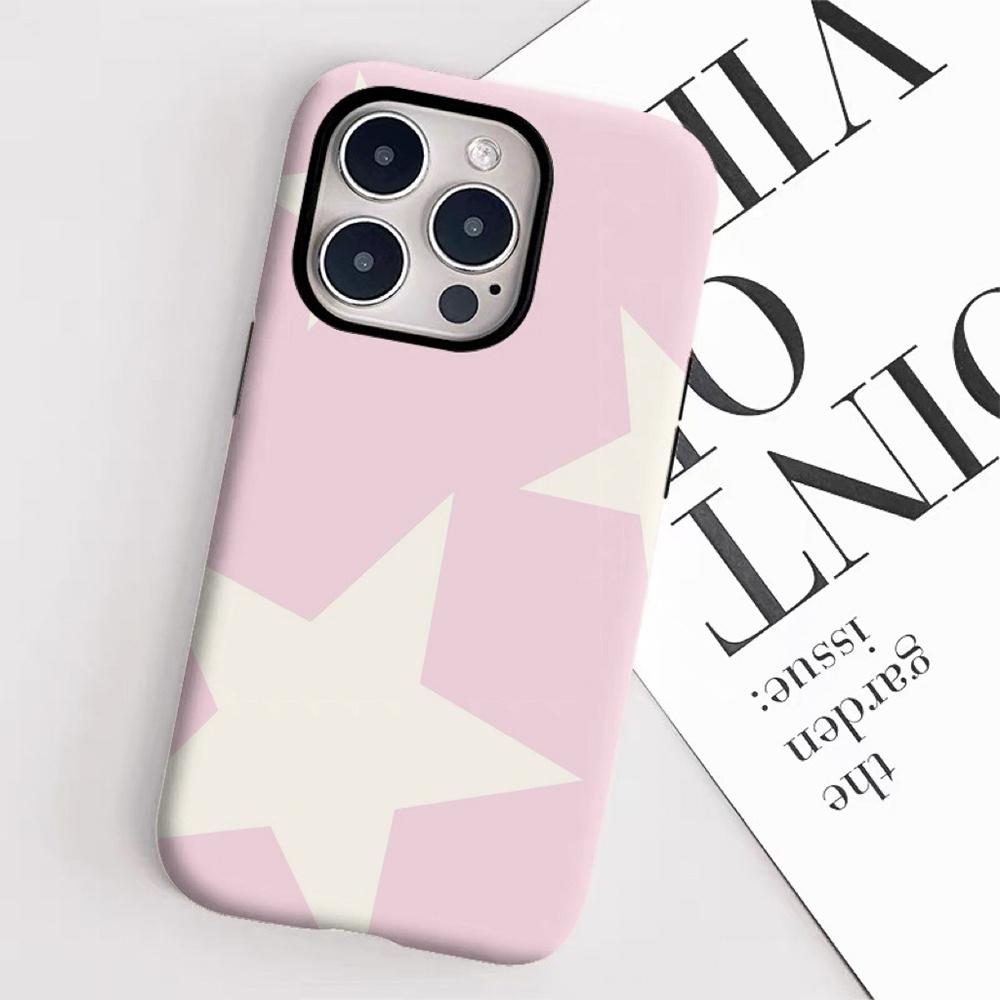 White star minimalist design 2-in-1 phone case suitable for iPhone 17 16 15 14 13 12 11 Pro/Max/Plus shockproof back cover
