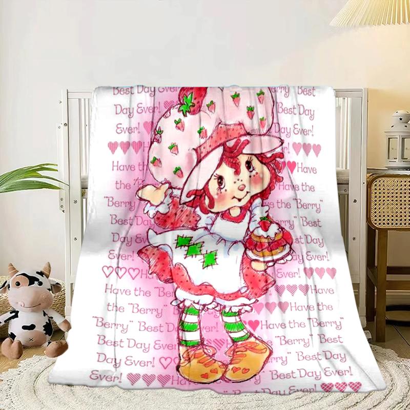 Strawberry Hat And Cat Blanket Flannel Blanket for bed, sofa, Camping, Hiking, Picnic Essentials, gift for family Fan gifts