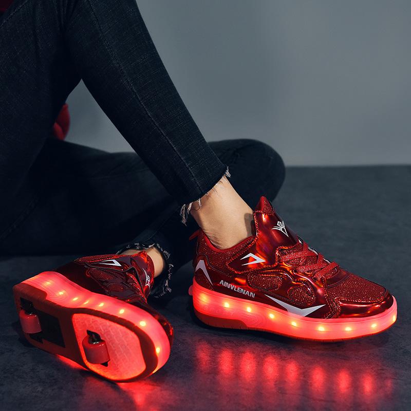 Scarpe Sportive da Ragazzo Ricaricabili e Convertibili in Scarpe da Ginnastica Luminose da Ragazza USB per Bambini Scarpe Bling Bling Scarpe Luminose con Rotelle