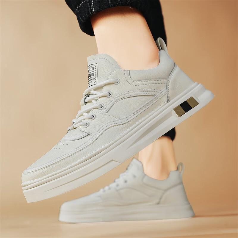 Yierkang 2025 Men s Classic White Casual Leather Skate Shoes 44 грязно-белый