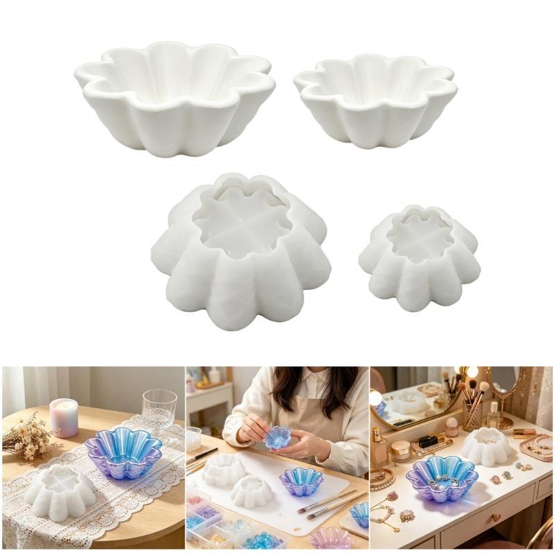 Large And Small Florals Wavy Silicone Mould With Geometric Design For Chocolate Resin Projects