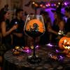 Set di Bicchieri da Vino a Tema Halloween con Gambo, Calice Artistico Dipinto a Mano, Bicchiere da 720 ml, Vetro Decorativo Stagionale