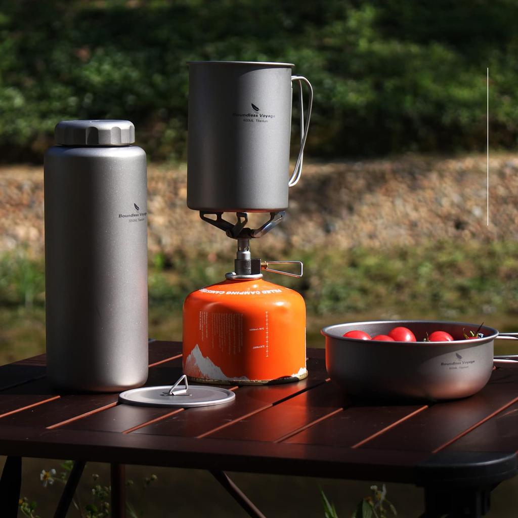 Boundless Voyage Pure Titanium Wide Large Water Bottle for Outdoor with Strap Pouch 600ml Bottle, Mouth, Capacity, Direct-Drink Activities, Hiking,