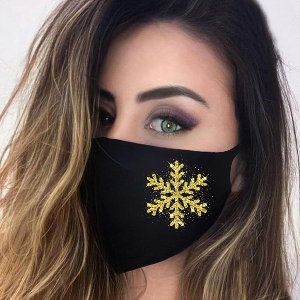 1pc Snowflake Print Adult Fashion Washable Reusable Pollution Cover Face