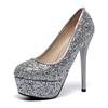 Wedding Party Shoes Women Sexy Super High Heels White/Silver/Pink Glitter Pumps Bling Pointed Toe Platform Shoes Zapatos Mujer