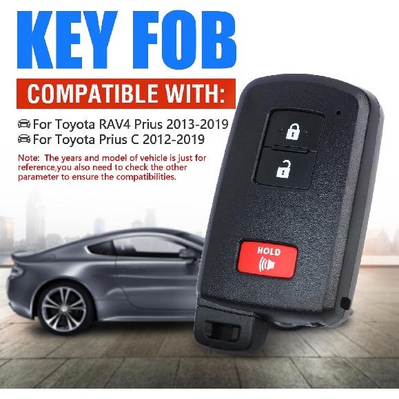 Key Fob Smart Transmitter Keyless Entry Remote Replacement for Toyota RAV4 Prius C 2013-2019 281451-0020 G Board HYQ14FBA 89904-52290 3 Buttons