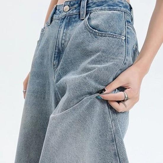 Yousheng Cropped Jeans for Women Wide Leg High Waisted Denim Pants Summer Casual Short Baggy Jeans with Pockets