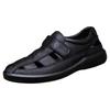 Herren Sommer Sandalen All-Match Sohle Weiches Leder Rutschfest Atmungsaktiv Zehenkappe Römersandalen Hollow Flache Schuhe