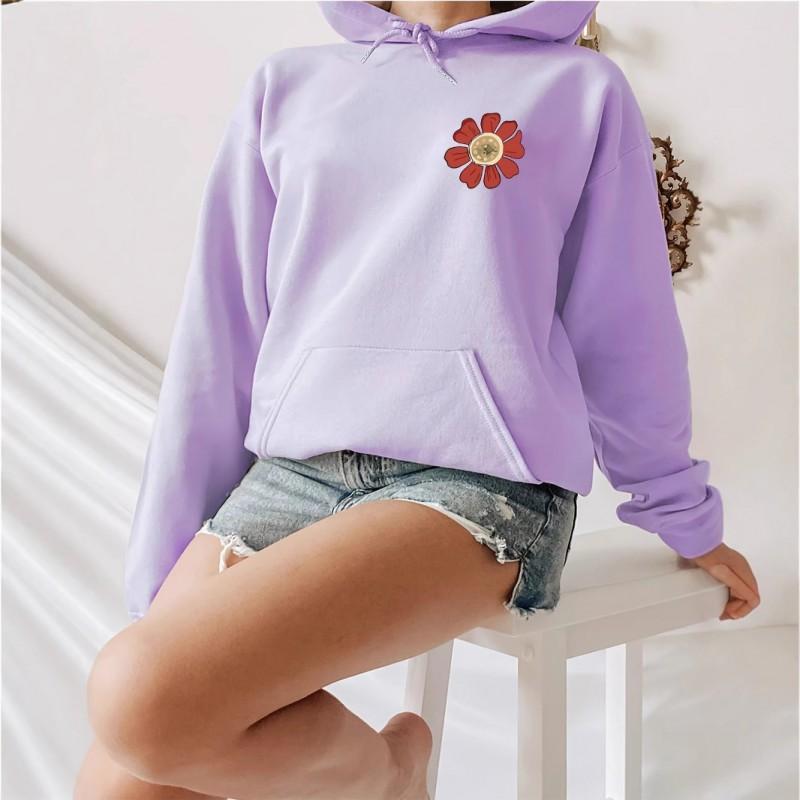 Womens Oversized Hoodie With Floral Print Loose Fit Streetwear Sweatshirt 2025