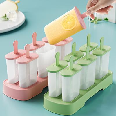 6Pcs Ice Cream Mold Plastic Popsicle Maker for Homemade Fruit Ice Cream Yogurt Popsicles Chocolate Pudding Molds for Children