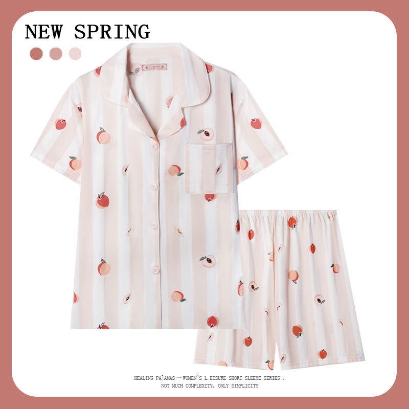 Women’s Cute Cotton Short Sleeve Pajama Set - Summer Style