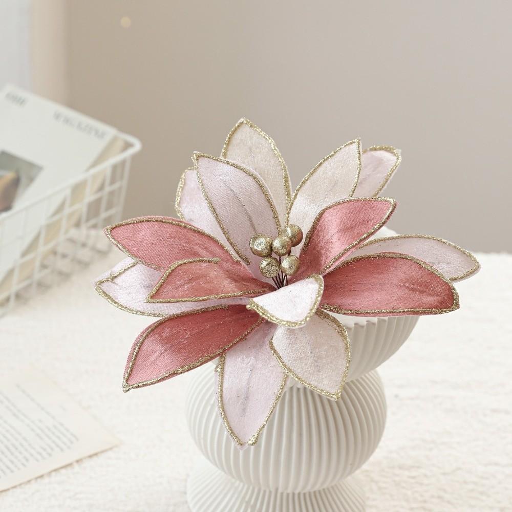 New 25CM Artificial Poinsettia Flower Glitter Sequins Simulation Flowers Sparkling Sequins Flower New Year Festival