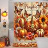 Harvest Thanksgiving Maples Pumpkin Pattern Bathroom Shower Curtain With 12 Hooks Bathroom Decor and Accessories