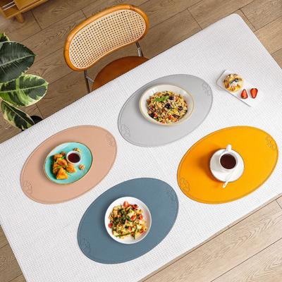 Oval Placemat Dining Table Heat Insulation Pad Imitation Leather Waterproof Placemat Protect Table Top