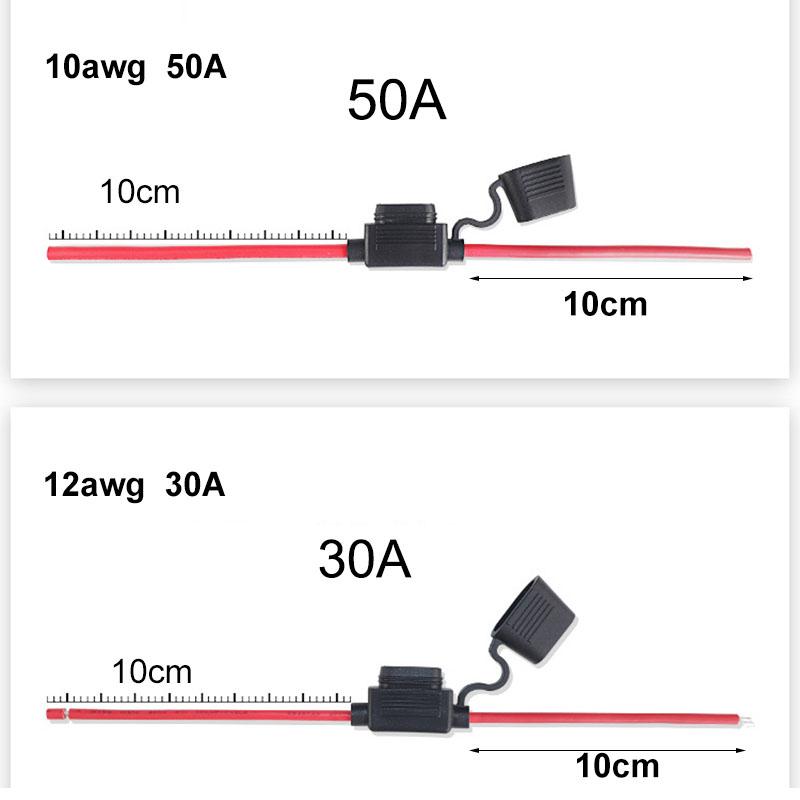 Waterproof Mini Small Medium Auto Fuse Holder 16/14/12/10AWG Car Blade Fuse Wire Cable 10A 20A 30A 50A Fuse Power Socket Fuse Holders1
