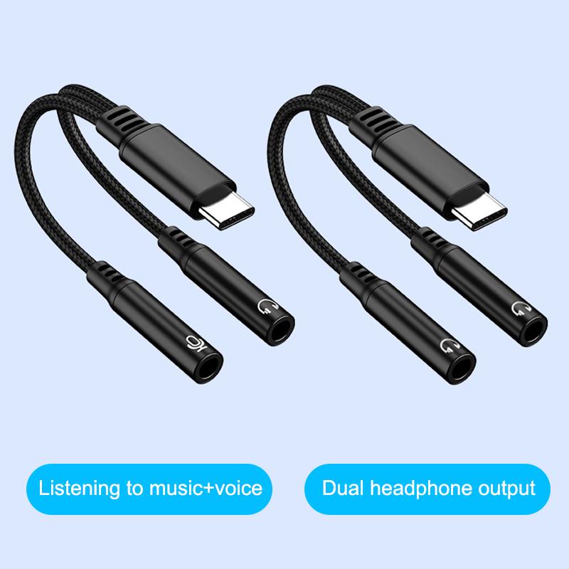 1 Piece For Phone15 16 Usb C Converter 2In1 Type C To Dual 3.5Mm Audio Adapter Dac Voice Microphone Headphone Connector Cable