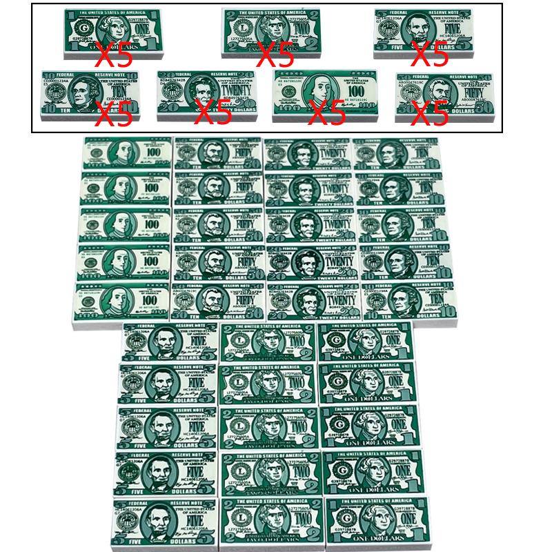 MOC City Treasure Series Set Accessories Building Blocks Gold Ore Silver Crystal Diamond Box Gold Key Dollar Cash Brick Kid Toys