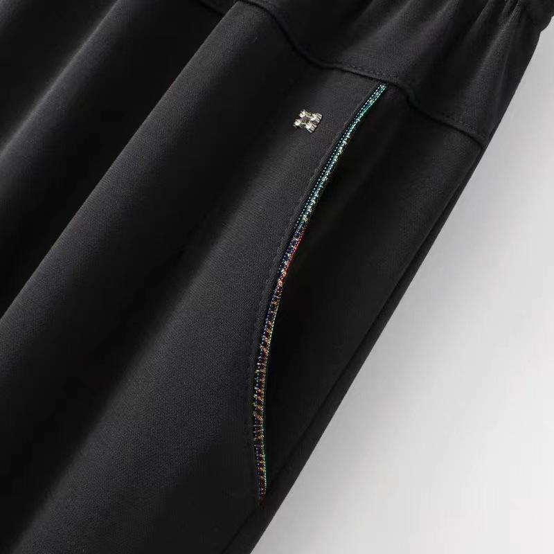 5XL 6XL 7XL 8XL Women Summer Pants Elastic High Waist Casual Ninth Pants Middle-aged Elderly Female Straight Mom Pants Plus Size